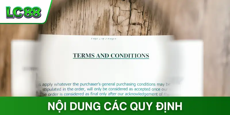 Nội dung đầy đủ các quy định áp dụng trong điều khoản hoạt động